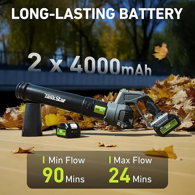 Leaf Blower for Lawn: 550CFM Battery Electric Cordless Small Blower with Swivel Head Total 8.0 Ah Battery &amp Charger - Mini-Leaf for Decker Car Patio Yard