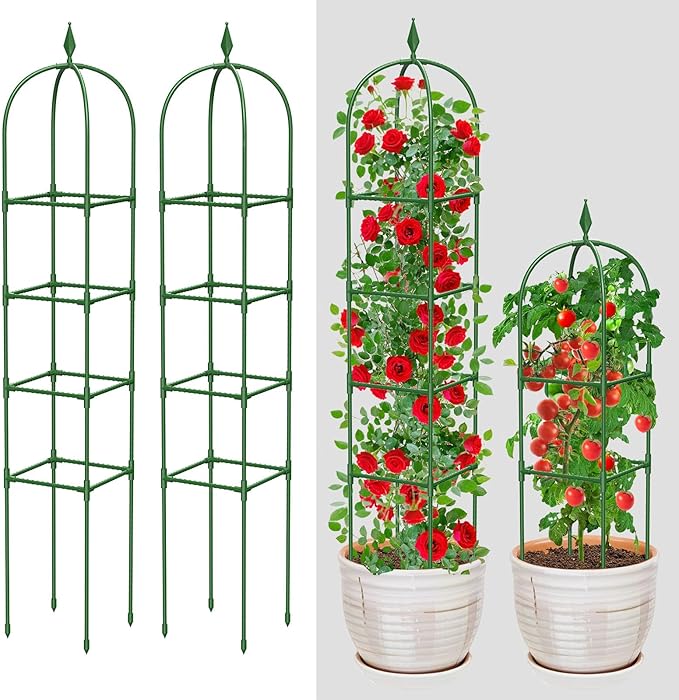 Garden Trellis for Climbing Plants Outdoor &amp Indoor - 6Ft Tall Rustproof Plant Support Cage for Vines Flowers Vegetables Roses | Heavy-Duty Adjustable &amp Decorative (3)