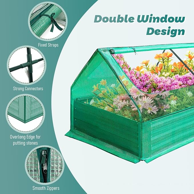 High Strength Planter Box with a Cover 73’’* 37’’* 36 Galvanized Raised Garden Bed 3 in 1 Garden Box Outdoor Planter Box for Growing Vegetables Flowers and Other Plants.