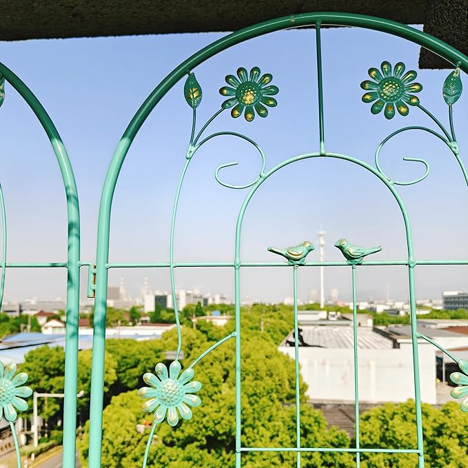 2 Pack Metal Garden Trellis Outdoor Garden Arch Trellis for Climbing Plants 86.7''H x 19.7''W Rustproof Trellis for FlowerRose Morning Glory Cucumber Beans Support (Green)