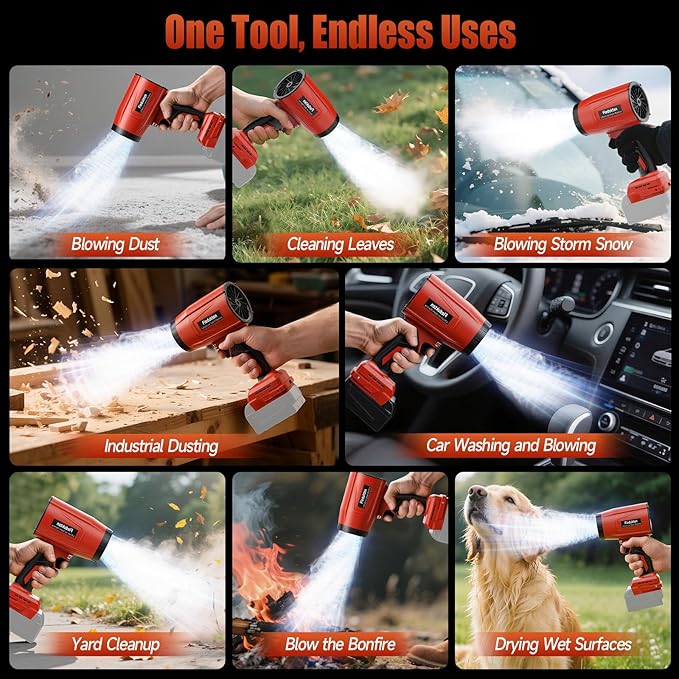 Cordless Leaf Blower Compatible with Milwaukee 18V Battery (Tool Only) 800000 RPM Brushless Turbo Jet Blower up to 60m/s Airflow Lightweight 1.5 lbs Handheld Dust Blower for Patio Lawn &amp Garag