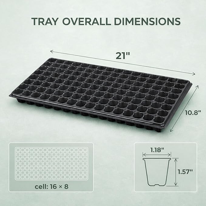 Gardzen 10 Pack 128 Cell Seed Starter Trays 1.5 Deep Plug Tray for Seedlings Durable Seedling Trays with Drainage Holes Fit Standard 1020 Drip Tray