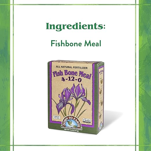 Down To Earth All Natural Fertilizers Organic Fish Bone Meal - High Phosphorus Plant Food for Buds Bulbs Blooms Flower Beds 4-12-0 5 lb