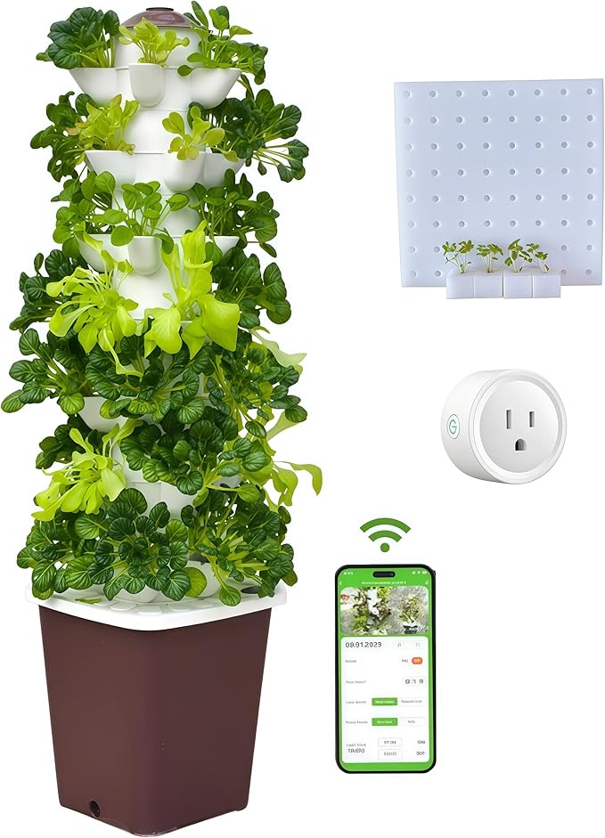 Hydroponics Tower Growing System Kit Vertical Garden Indoor Outdoor Up to 35 plantsLettuce Grow Tower &amp Timer Smart Indoor Growing System for Kitchen Balcony Apartment Herbs &amp Vegetables