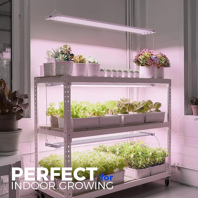 Barrina TX-L84 4FT Grow Light 168W (2 x 84W) 4 LED Panels Wider Coverage Full Spectrum High PPFD Linkable Hanging Fixture Plant Stand with Grow Light for Indoor Seeding Vegetable 2 Packs