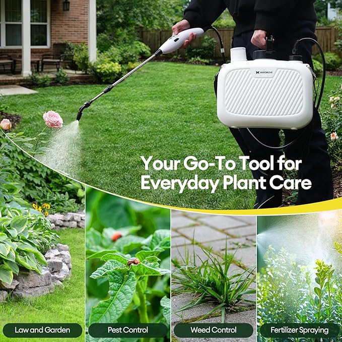 2 Gallon Electric Sprayer Battery Powered Spray Bottle Automatic Water Pump Plant Mister Weed Yard Sprayer with 3 Nozzles Ergonomic Handle 3 Hours Long Battery Life