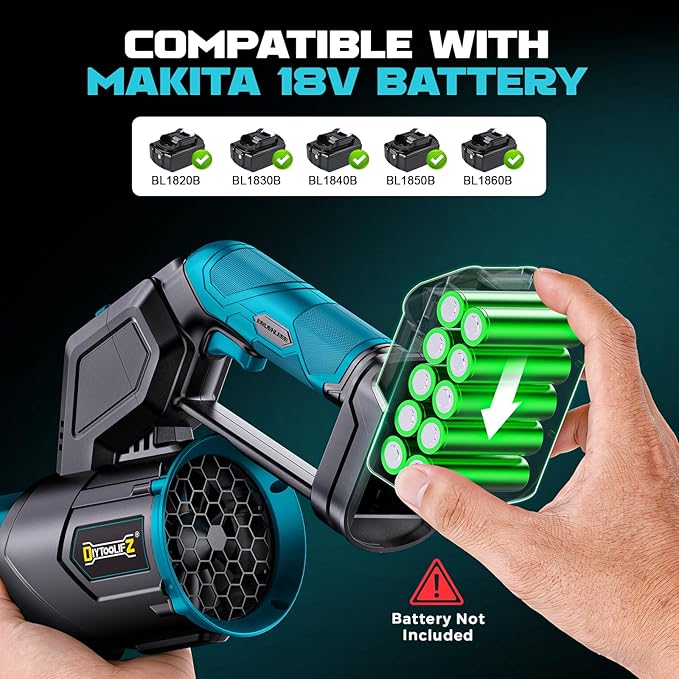 180° Rotated Leaf Blower Compatible with Makita 18V 600 CFM Handheld Leaf Blowers Cordless 3-Speed Brushless Motor Lightweight Blower for Lawn Care Yard Garden Patio (No Battery)
