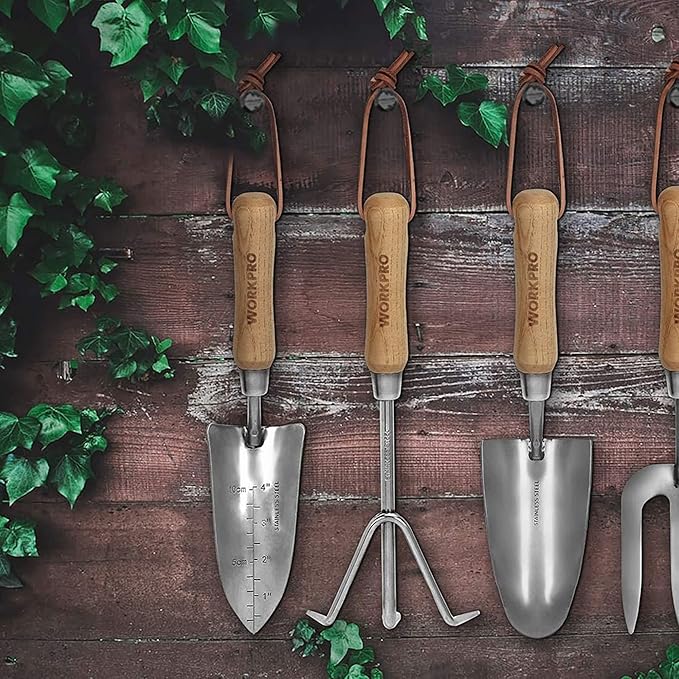 WORKPRO W005010WE 4 Piece Garden Tool Set – Heavy-Duty Stainless Steel Includes 4 Hand Tools (1 Kit)