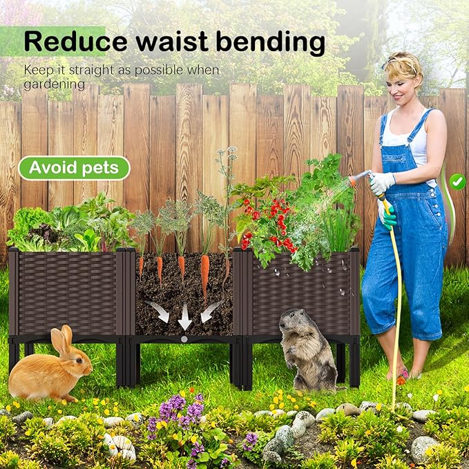 Garden Boxes Outdoor Raised Garden Bed with Legs Planter Boxes Outdoor with Easy Assembly Garden Box with Drain Outlet for Vegetables/Herbs47x15x19in