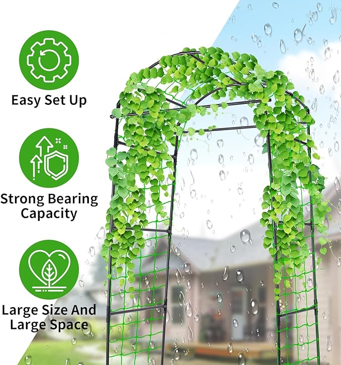 Cucumber Trellis 6.7ft Tall Garden Arch Trellis for Climbing Plants Outdoor Arbor Support Vine Vegetable Tomato Bean Pea Grape Squash Pumpkin Cucumber Raised Bed Lightweight Black