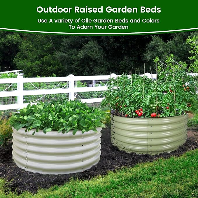Olle 17 Tall 42 Round Raised Garden Bed Metal Raised Beds for Gardening Large Planter Box Round Raised Garden Beds Outdoor for Vegetables Sage Green