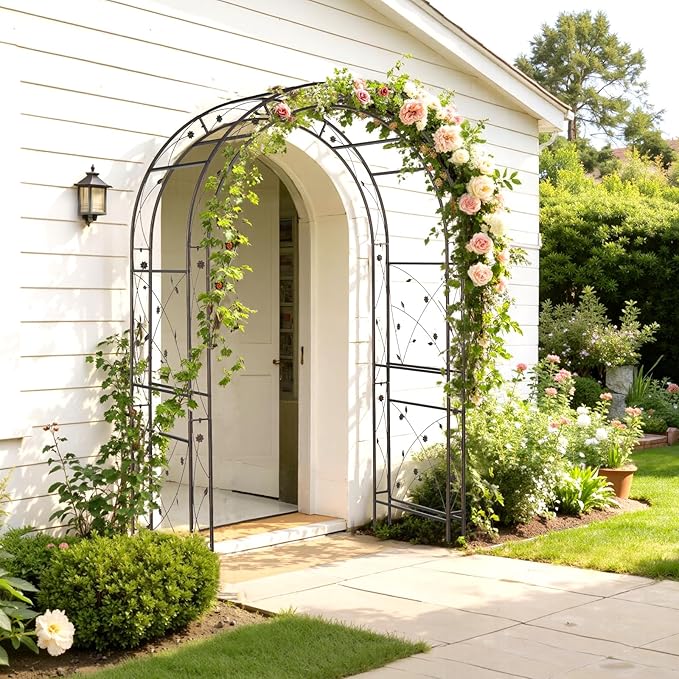 VINGLI Garden Arbor Arch for Wedding Ceremony Party Christmas Garden Decor Steel Garden Trellis for Plant Climbing Pergola for Garden Backyard Lawn (Arch Top Bronze)