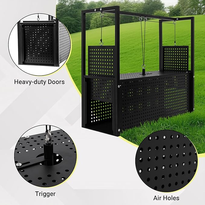 32’’ Armadillo Trap Heavy Duty Steel Live Animal Trap Humane Catch &amp Release for Armadillos Raccoons Cats Skunks &amp Other Medium-Sized Wildlife