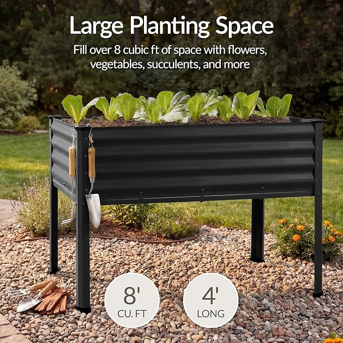 Best Choice Products 48x24x30in Galvanized Raised Garden Bed Metal Elevated Planter Box Vegetable Garden for Backyard Patio Balcony - Black