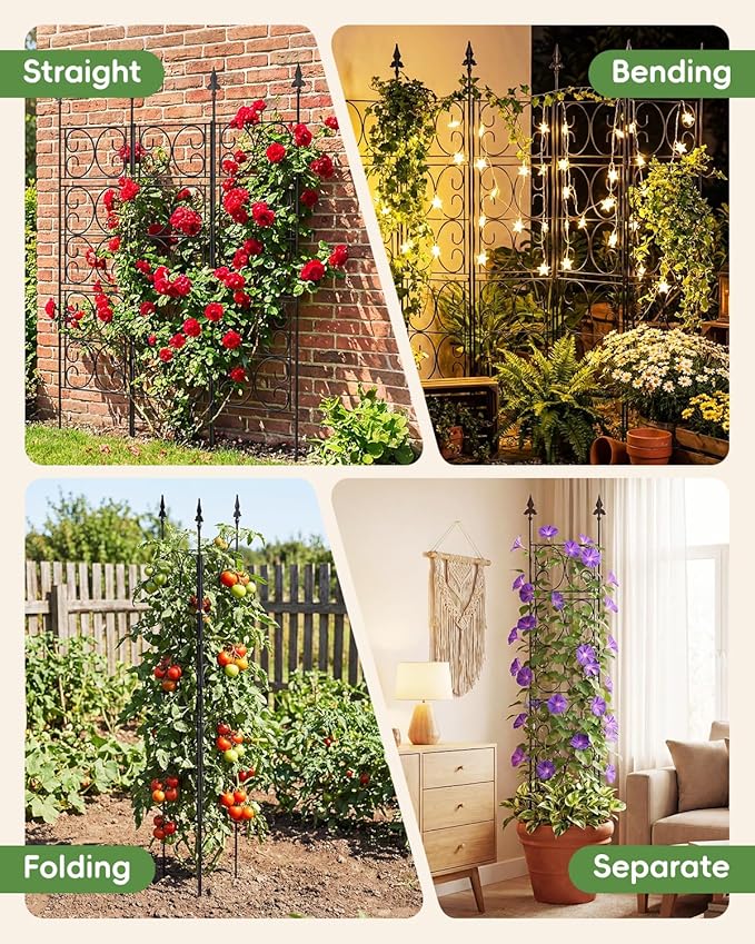 60'' H x 33.3'' W Metal Garden Trellis for Climbing Plants Outdoor - Rustproof Plant Support Privacy Screen - Heavy Duty Wall Trellis for Rose Clematis Flowers Vine