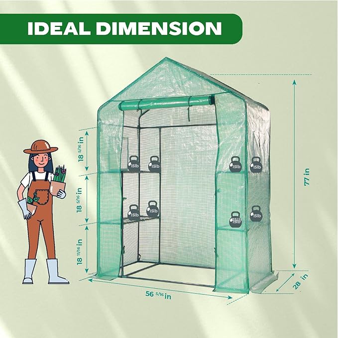 IDZO Walk in Greenhouse Outdoor Greenhouse with Durable PE Cover &amp Sturdy Steel Frame for All Seasons Convenient Rollable Door Anchor &amp Rope Included for More Stable Stand Easy to Install