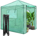 PexFix 8'x 8' Portable Walk-in Greenhouse Easy Setup Indoor/Outdoor 2 Roll-Up Mesh Windows Roll-Up Zipper Door Green