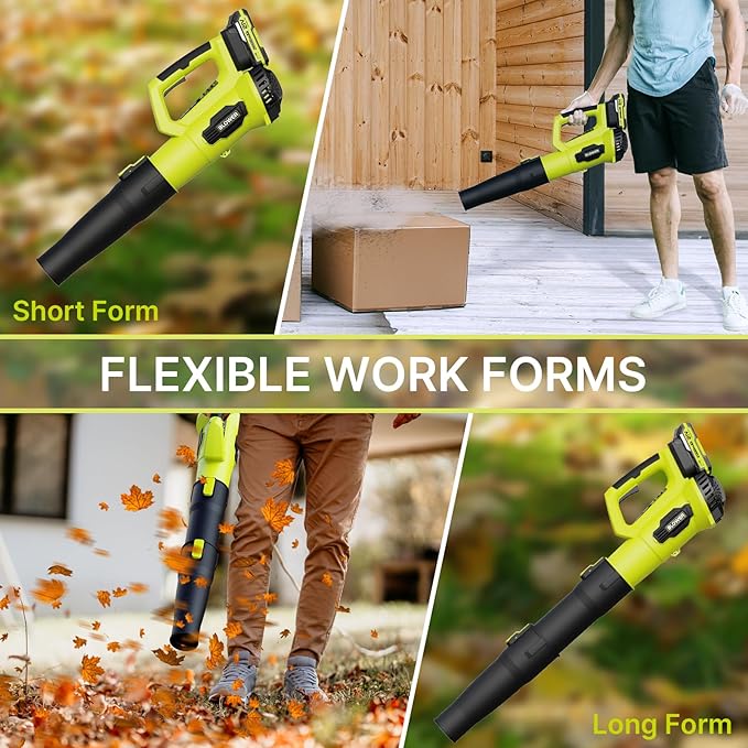 Leaf Blower 21V Cordless Electric Blower with 2 2.0Ah Batteries and 1 Hour Fast Charger Lightweight Leaf Blower for Patio Cleaning Lawn Care Blowing Fallen Leaves and Dust etc.