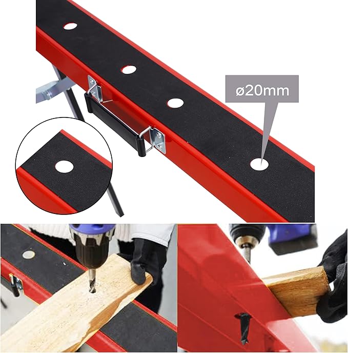 Heavy Duty Folding Saw Horses 2-Pack 275lbs Capacity Each Steel Portable Work Support for Garage Workshop Fast Open Legs &amp Fully Assembled