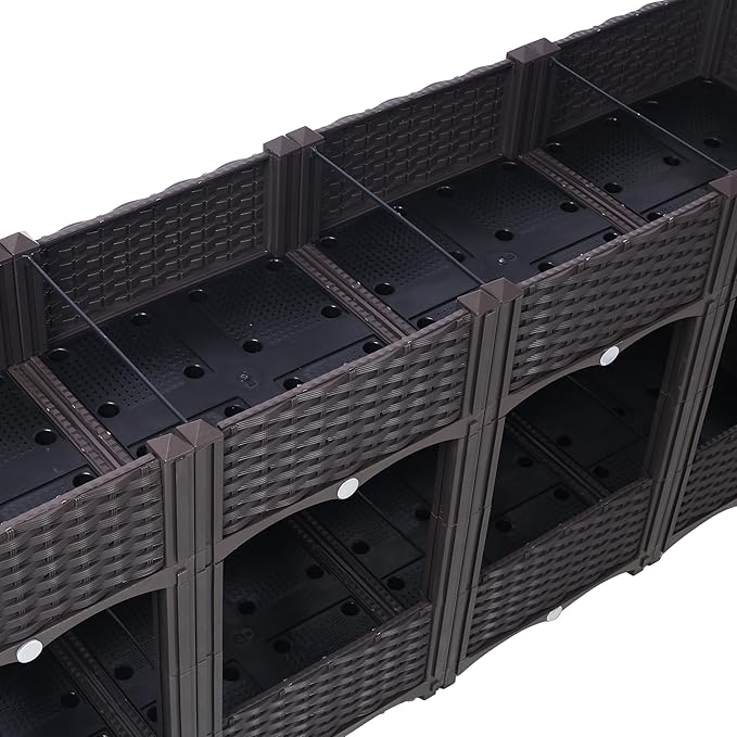 Planter Raised Beds Elevated Drainage Plug Raised for VegetableFlowerHerb Outdoor Standing Planter Beds Gardening KitBrown63x15.7x27.7 QB590