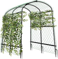 unho Black Iron Garden Arch Trellis for Climbing Plants 41*64*63inch Rustic Archway Arbor Tunnel for Vegetables Cucumber Raised Bed