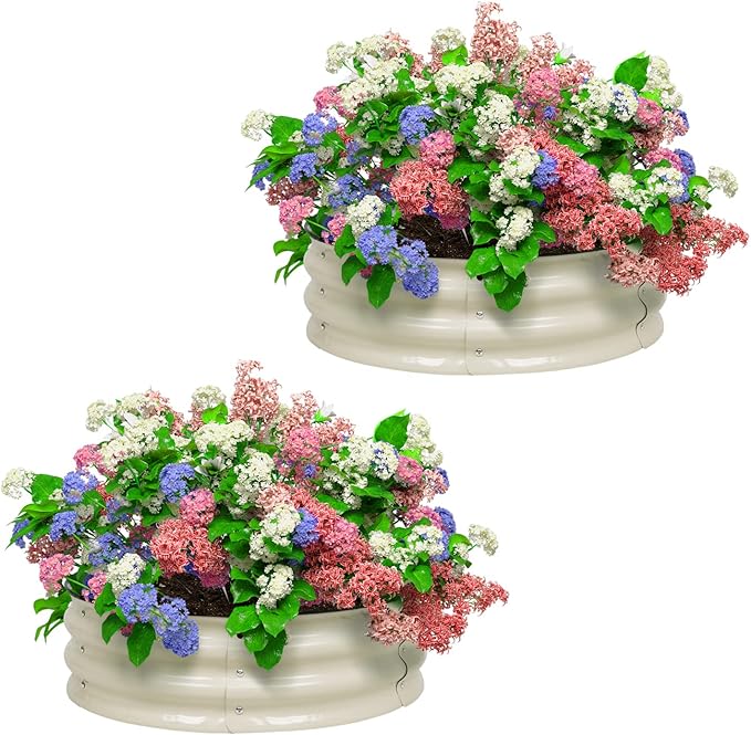 BPS Metal Raised Garden Bed 2-Pack 2.5FT Diameter Galvanized Planter Raised Garden Boxes for Flower Planters Vegetables Herb