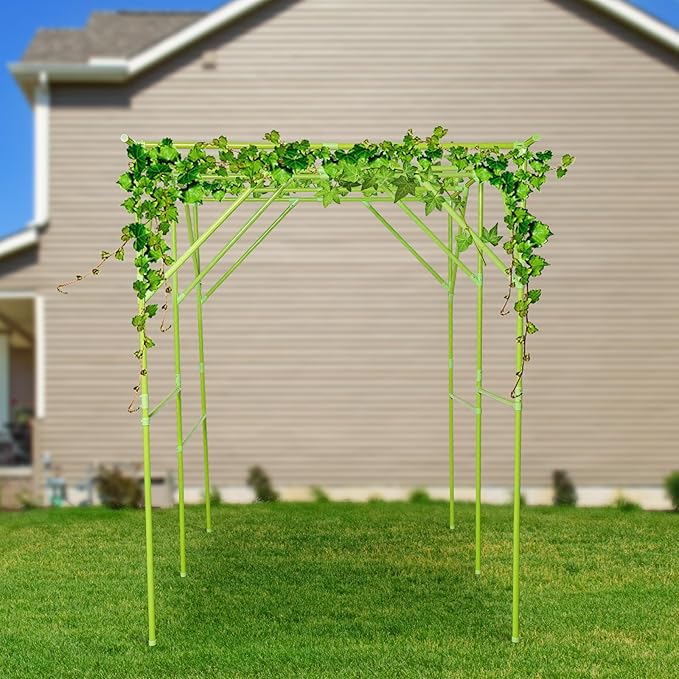 Grape Vine Trellis 6.56x4.92x6.56ft Heavy Duty Garden Trellis for Climbing Plants Large Steel Plant Support with ABS Base for Tomatoes Cucumbers Outdoor (Green)