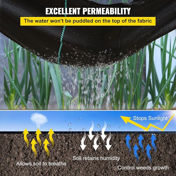 Heavy Duty 3FT x 500FT Woven Weed Barrier Landscape Fabric - 5OZ Gardening Weed Blocker Geotextile Drainage &amp Driveway Ground Cover for Landscaping and Weed Control