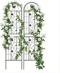 2 Pack Garden Trellis for Climbing Plants (86.7 H x 19.7 W) - Sturdy Rustproof Galvanized Metal with Powder Coating Outdoor Plant Support &amp Garden Screen/Corner for Roses Ivy Vines (Black)