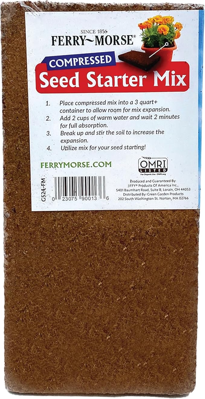 Ferry Morse Seed Starter Mix - Organic Compressed Seedling Soil Mix - 24 Pack/48 Qt - Coco Coir