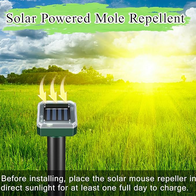 Mole Repellent Solar Powered 10 Pack Snake Vole Repellent OutdoorWaterproof Ultrasonic Deterrent Groundhog Squirrel Gopher Vole Deer and Chipmunk for Lawns Garden &amp Yard