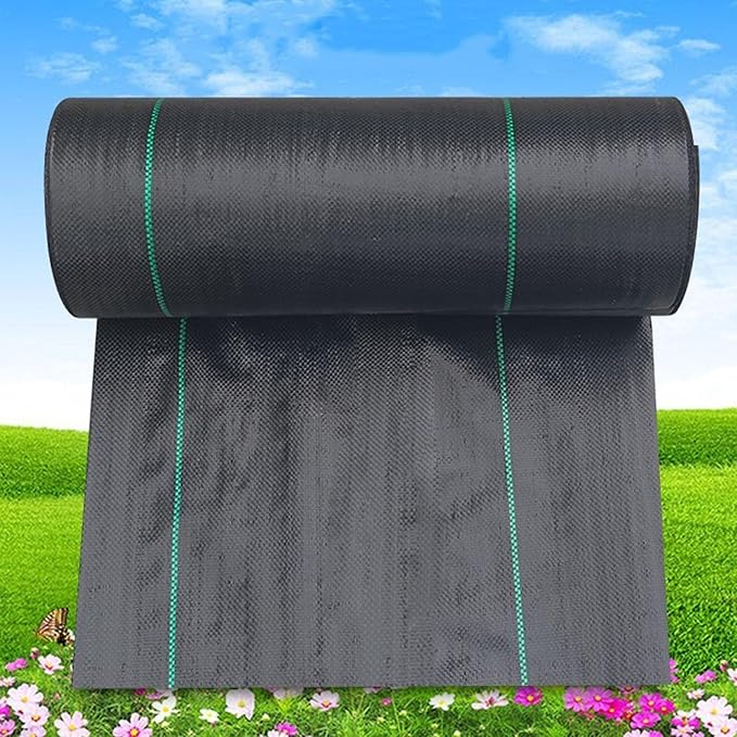 Garden Weed Barrier Landscape Fabric Durable Ground Cover Mat Weed Control Cloth Breathable Woven Geotextile Fabric for Vegetable Flower Bed Black(1.8x100m)