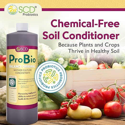 ProBio Balance Original - Make 20X More Farm &amp Garden Soil Conditioner Super Concentrate of Effective Beneficial Microorganisms OMRI-Listed for Organic Farms Gardens – 1 Liter (4 Pack)