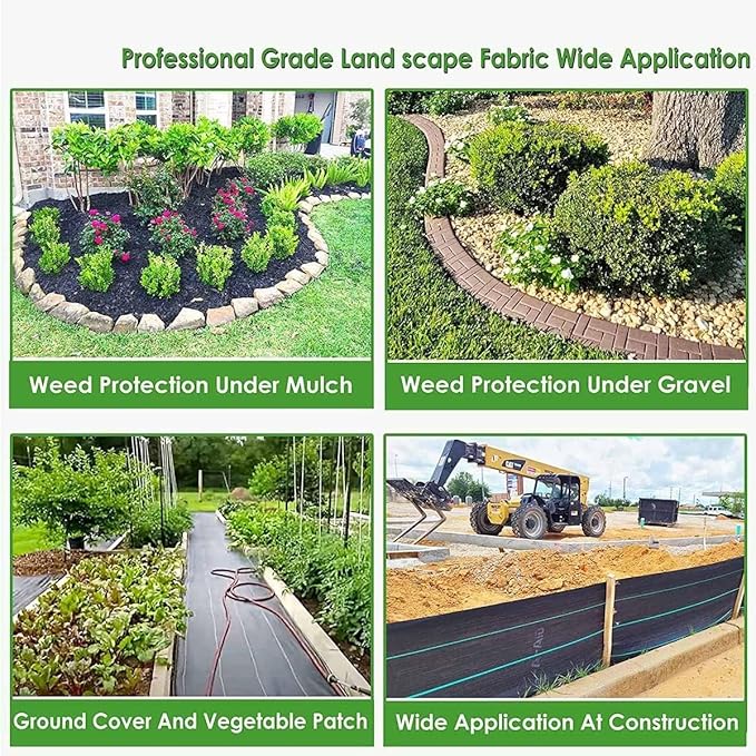 Weed Control Film Landscape Fabric Garden Weed Control Membrane Breathable Weed Barrier Fabric Garden Flower Beds(1.5x200m/4.92x656ft)
