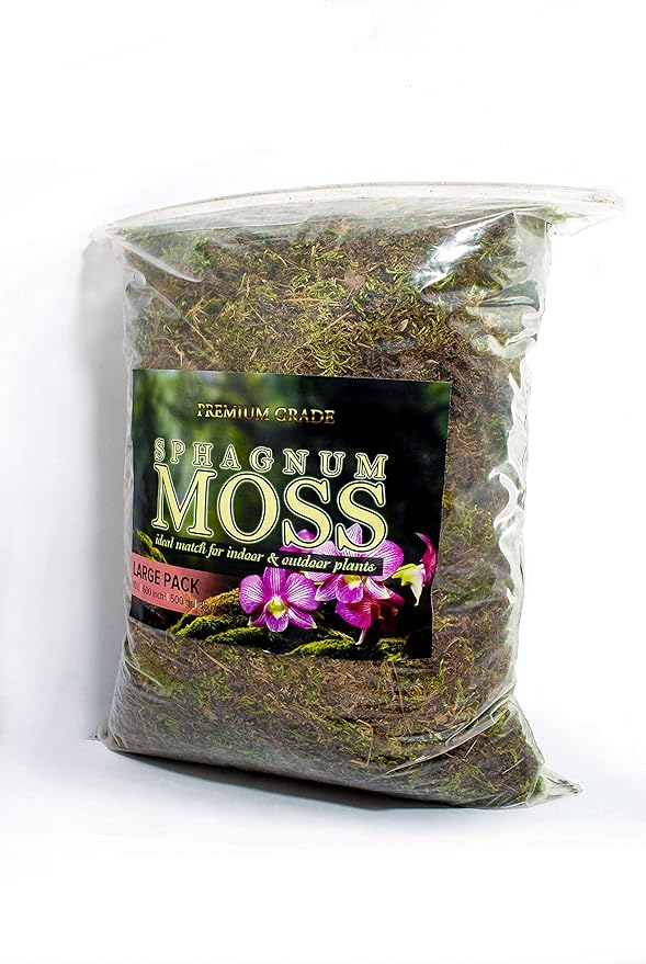 My Happy Snails Organic Green Sphagnum Moss for Orchids Indoor and Outdoor Plants - Dried for Decorative Gardening (Large Pack - 10 litres / 500 gr / 35 oz)
