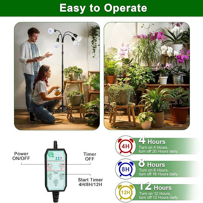 Grow Light 5500K (320 Watts Equiv) White Full Spectrum Plant Growing Lamp for Indoor PlantsLED Bulbs Replaceable
