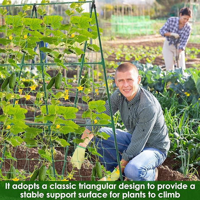Cucumber Trellis A Frame Vegetable Trellis Easy to Install Cucumber Support Trellis Detachable Gardening Trellis Garden Climbing Frame for Climbing Tomato Vegetable