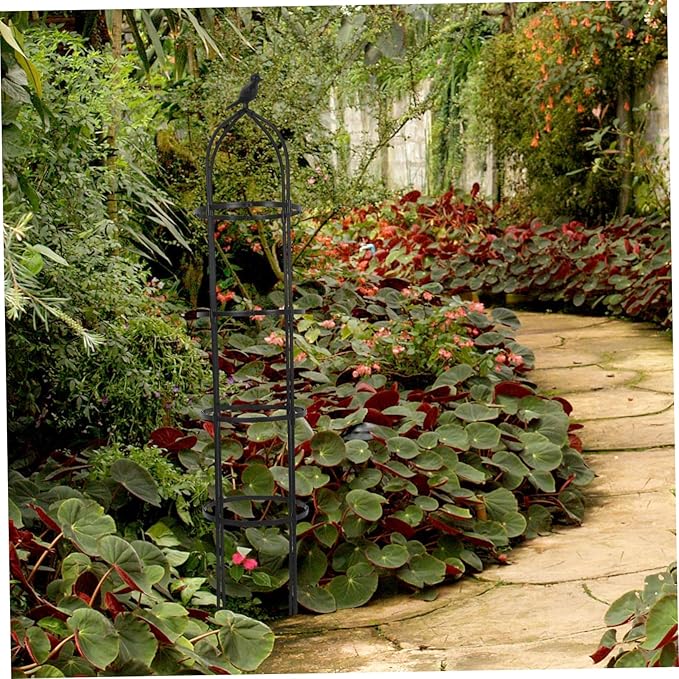 Mikikit Garden Accessories Outdoor Metal Garden Trellis Bird Design Decorative Trellis for Flower Bed and Patio