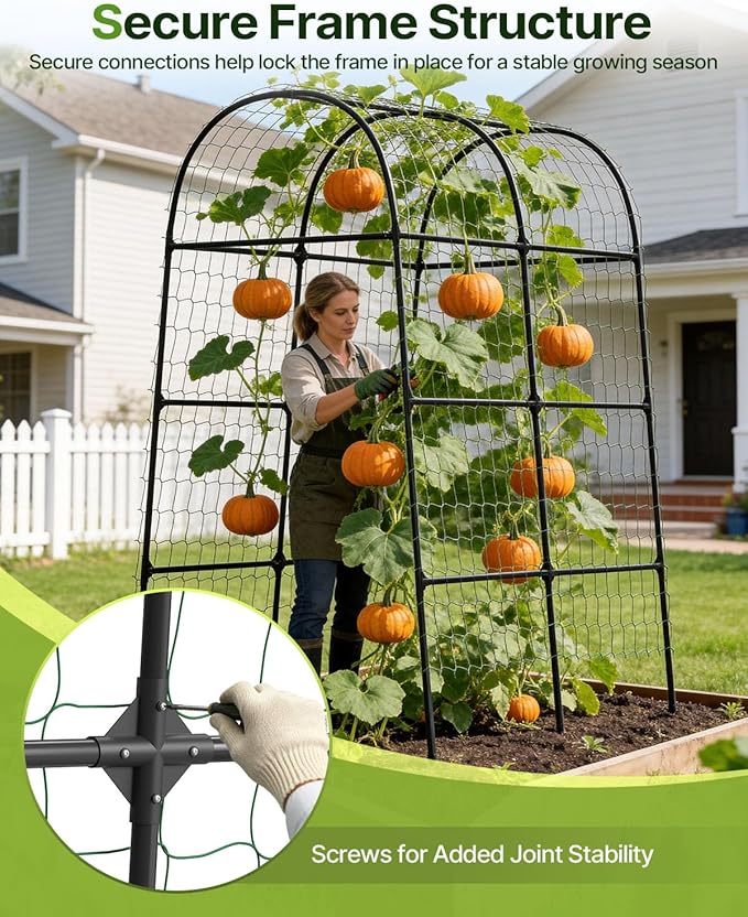 Suteck Garden Arch Trellis 7.5FT Tall – Garden Trellis for Climbing Plants Outdoor Arch Trellis for Vegetables Roses &amp Vines Easy Assembly for Backyard Pathway &amp Patio