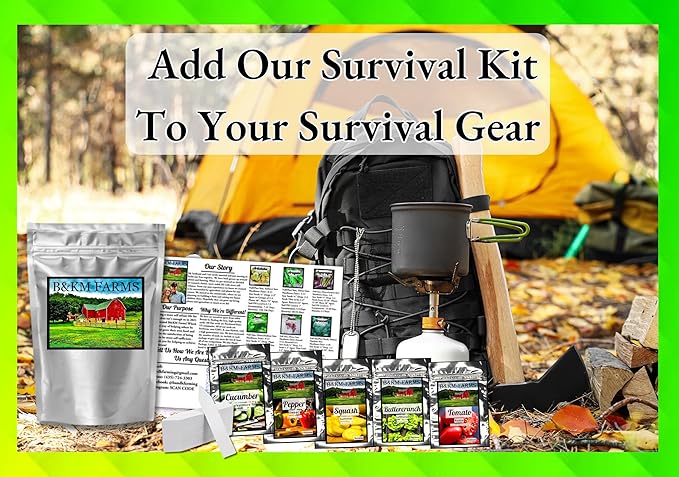 B&ampKM Farms Heirloom Seed Vault 20 Varieties 20000+ Non-GMO Seeds Long-Term Storage (Survival/Prepper Large)