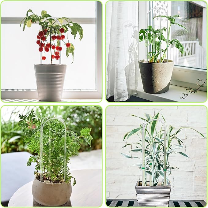 6 Pack U-Shape Acrylic Plant Trellis for Indoor Climbing Plants 16 Inch Small Plant Trellis Potted Plant Climber Support for Pothos Vine Ivy Houseplant