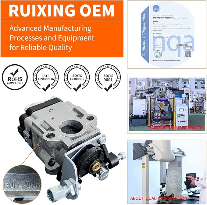 Ruixing OEM PR48BT Carburetor for Poulan Pro PR46BT PR48BT 46cc 48cc Gas Backpack Blower BP400 BP402 Blower Carburetor for RedMax EB7000 EB7001 EB4300 EB4400 EB4401 145BT 155BT Leaf Blower Parts