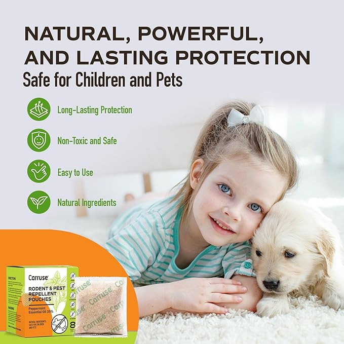 Mouse Rodent Repellent Peppermint Oils: Rate/Spiders/Moths/Ants/Roaches/Silverfish Deterrent - Squirrel Repellent - Car Engines/RV/Truck/Boat/Garage/Shed/Cabin - Indoor Mice Repellent Pouches