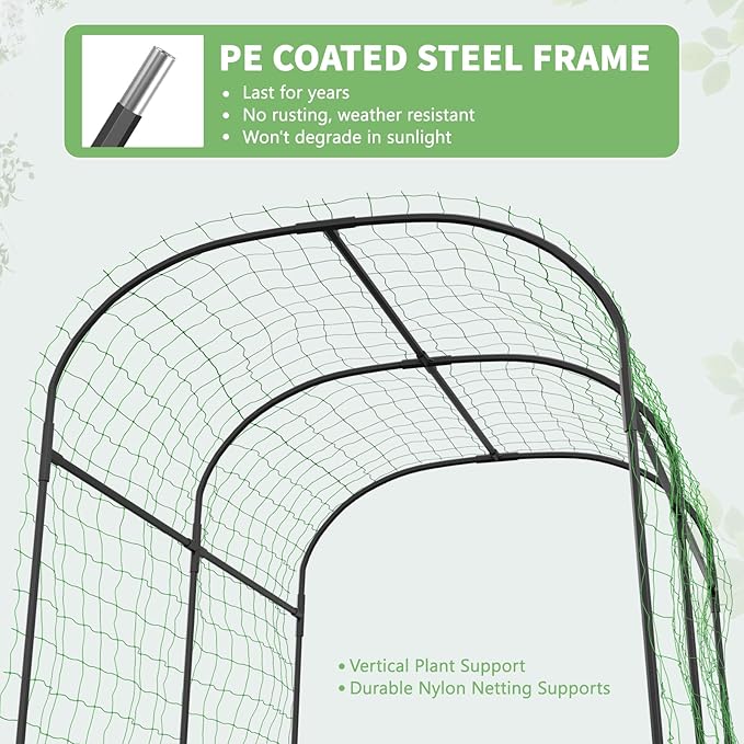 DoCred Tall Garden Arch Trellis for Climbing Plants 83 Inch Tall Metal Plant Support Trellis Archway for Climbing Vine Vegetable/Fruit/Flower Outdoor Yard Lawn Garden Arch Tunnel Trellis