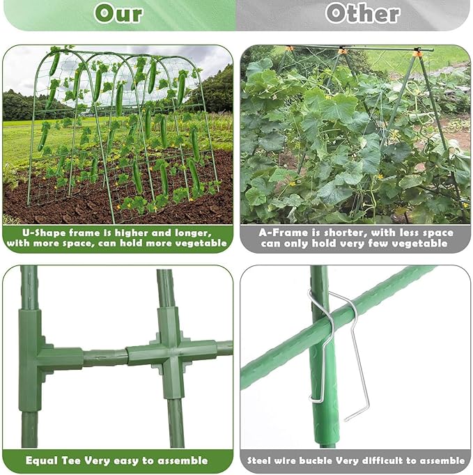 Cucumber Trellis | Garden Metal Cucumber Trellis | Heavy-Duty Metal Arch Plants Supports for Greenhouse Pumpkins Eggplants Peas Cultivation