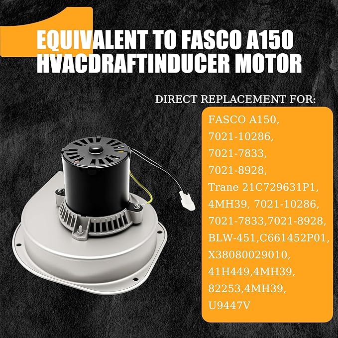7021-7833 Furnace Draft Inducer/Exhaust Vent Venter Motor Draft Inducer Blower Motor Replacement for Fasco 7021-7833 7021-8928 7021-9731 Trane C661452P01 X38080029010 Dayton 41H449 Blower