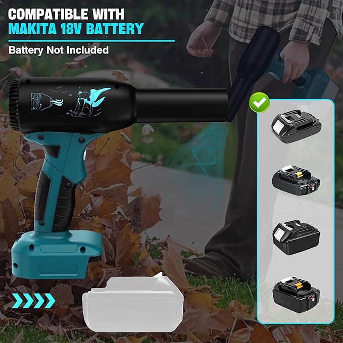 Jet Dry Mini Blower for Makita 18V Battery | 500W Compressed Air Duster | 400g Wind Speed | 3 Adjustable Speeds | Electric Cordless Air Blower for PC Keyboard Electronics Cleaning
