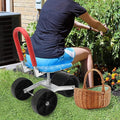 Garden Cart Rolling Stool with Wheels Workseat Sturdy Cart SeatOutdoor Outdoor Gardening Helper Lawn Yard Patio Wagon Scooter for Planting Adjustable Height&amp360 Degree Swivel Seat Black