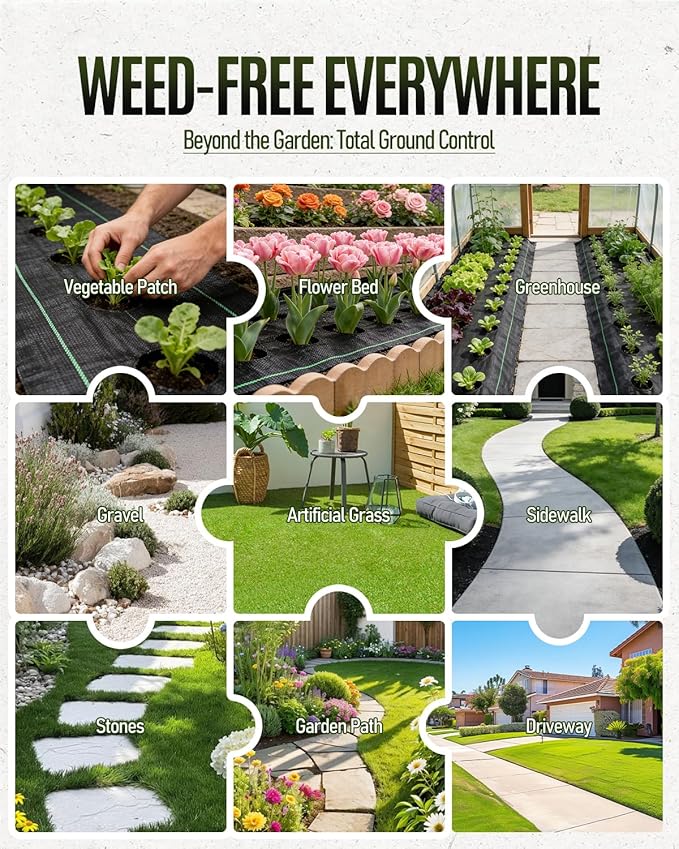 joyhalo 4ft x300ft Weed Barrier Fabric Heavy Duty 3.2oz Woven Garden Geotextile Fabric High Permeability for Weed Blocker Mat Weed Control Garden Cloth for Driveway Gravel Greenhouse