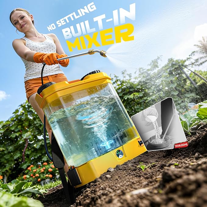 Battery Backpack Sprayer Compatible with Dewalt 20V Battery (Tool Only) 4.2 Gallon with Auto Mixer 0–100PSI Adj Leak-Proof Metal Telescopic Wand 42 6 Nozzles Ergonomic Strap–Lawn Garden Sprayer